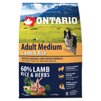 ONTARIO Adult Medium Lamb & Rice granule pre psov 1 ks, Hmotnosť balenia (g): 2,25 kg