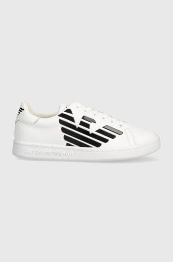 Detské kožené tenisky EA7 Emporio Armani biela farba