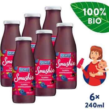 SALVEST Smushie BIO Ovocné smoothie s čučoriedkami, malinami a čiernymi ríbezľami (6× 240 ml) (4740073076712)