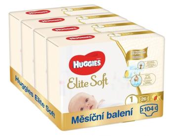 HUGGIES® Elite Soft Plienky jednorazové 1 (3-5 kg) 104 ks - MESAČNÁ ZÁSOBA