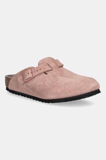 Detské semišové šľapky Birkenstock Boston ružová farba, 1030464