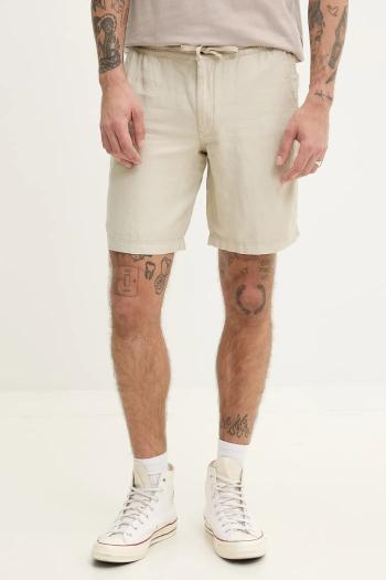 Ľanové šortky Superdry pánske, béžová farba, M7110455A-S1F