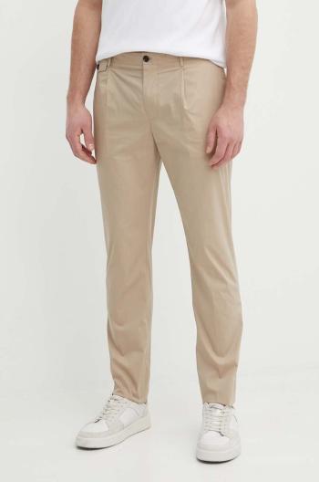 Nohavice Tommy Hilfiger pánske, béžová farba, priliehavé, MW0MW34891