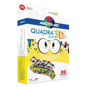 MASTER AID Quadra 3D Chlapci detská farebná náplasť 20 ks 2 veľkosti