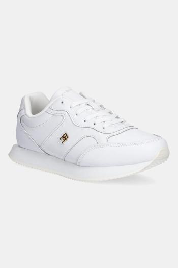 Kožené tenisky Tommy Hilfiger LEATHER RUNNER biela farba, FW0FW08696