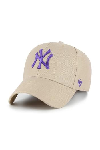 Šiltovka 47 brand MLB New York Yankees béžová farba, s nášivkou, B-MVPSP17WBP-KHP
