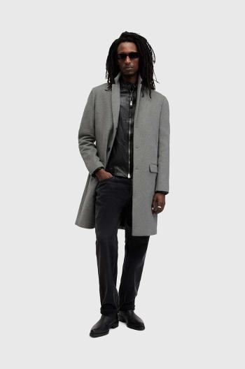 Kabát s prímesou vlny AllSaints HAL COAT šedá farba, prechodný, M005OZ