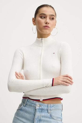 Kardigán Tommy Jeans dámsky, béžová farba, DW0DW19337