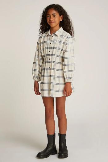 Dievčenské šaty Tommy Hilfiger béžová farba, mini, áčkový strih, KG0KG08338