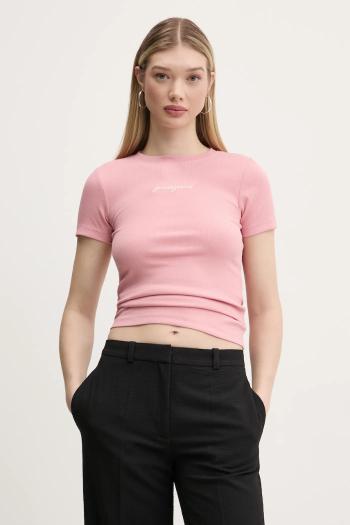 Tričko Guess Jeans dámske, ružová farba, W5RI57 KA0H1