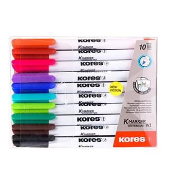 KORES K-MARKER na biele tabule, tenký – súprava 10 farieb (22841)