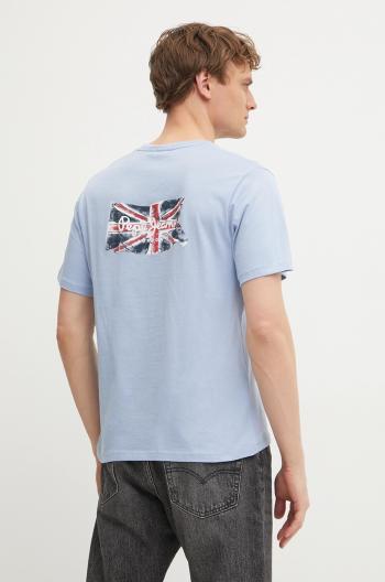 Bavlnené tričko Pepe Jeans BACK CLAG pánske, s nášivkou, PM509921