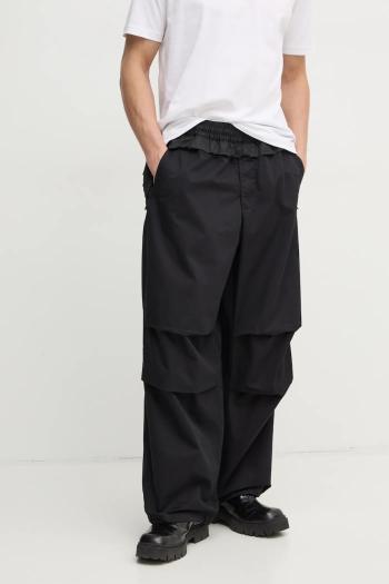 Bavlnené nohavice Diesel P-GUSTAF TROUSERS čierna farba, rovné, A16074.0IQAV