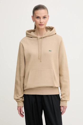Mikina Lacoste čierna farba, s kapucňou, jednofarebná, SH9623