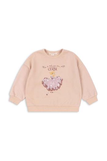 Detská mikina Konges Sløjd LOU GLITTER SWEATSHIRT OCS béžová farba, s potlačou, KS101562