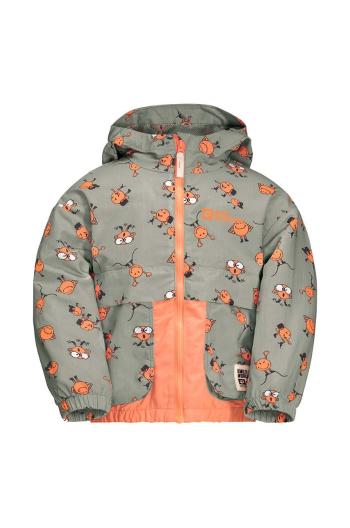 Detská nepremokavá bunda Jack Wolfskin SMILEYWORLD AOP šedá farba