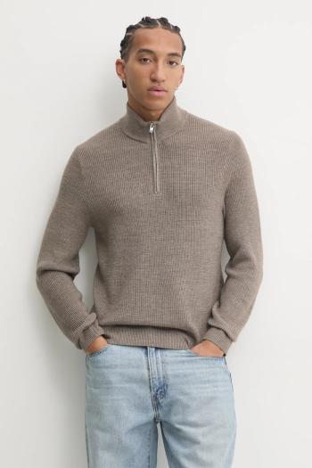 Vlnený sveter Abercrombie & Fitch pánsky, hnedá farba, tenký, KI120-4176