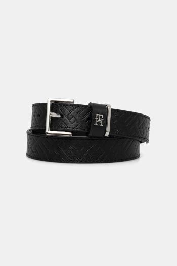 Kožený opasok Tommy Hilfiger čierna farba, AW0AW17753