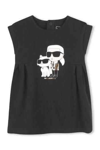 Dievčenské bavlnené šaty Karl Lagerfeld čierna farba, mini, rovný strih, Z30510