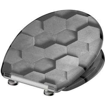 WC sedadlo SCHÜTTE GREY HEXAGONS| Duroplast, Duroplast, Soft Close (4008431823928)