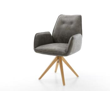 Otočná stolička Zoa-Flex šedá vintage z mikrovlákna s drevenou