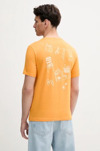 Bavlnené tričko United Colors of Benetton pánske, oranžová farba, s potlačou, 3BL0U10AF