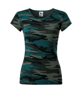 MALFINI Dámske tričko Camo Pure - Maskáčová petrolejová | XL