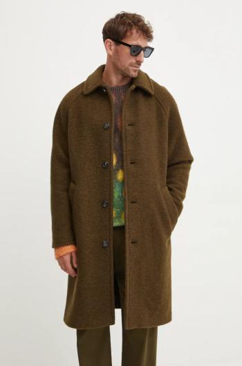 Kabát A.P.C. manteau gaston pánsky, zelená farba, prechodný, WVBCA.H01516