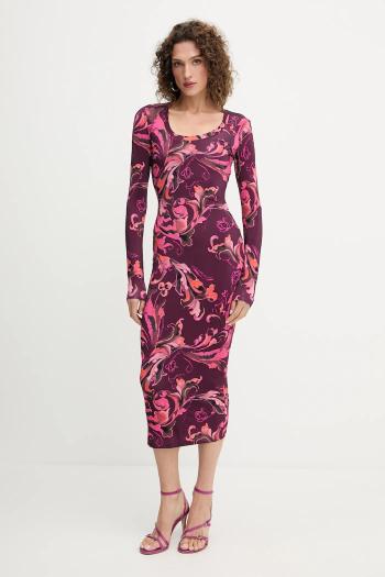 Šaty Versace Jeans Couture bordová farba, midi, priliehavé, 79HAO920 JS500
