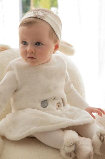 Šaty pre bábätká Mayoral Newborn béžová farba, mini, áčkový strih, 2890