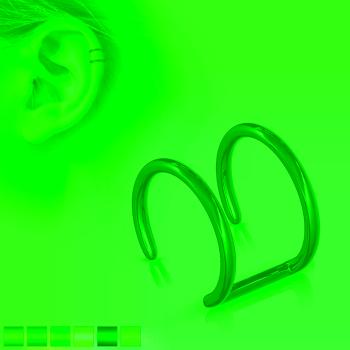 Falošný piercing do ucha z ocele 316L - anodizovaný dvojitý krúžok - Farba piercing: Čierna