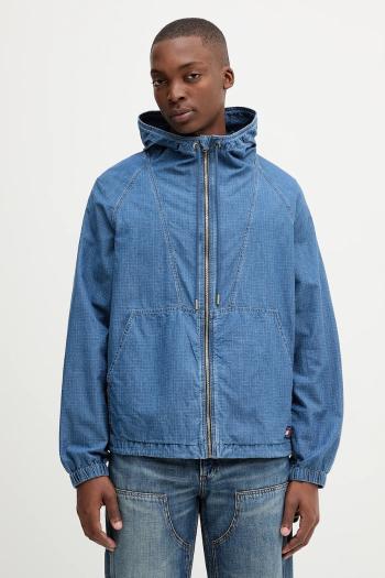 Rifľová bunda Tommy Jeans tmavomodrá farba, prechodná, oversize, DM0DM21243