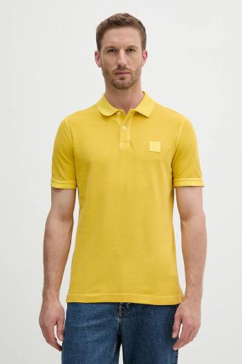 Bavlnené polo tričko United Colors of Benetton žltá farba, jednofarebné, 3089U302D