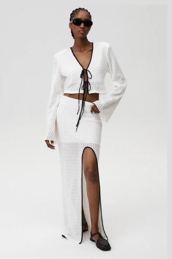 Bavlnená sukňa Undress Code Italian Romance Skirt biela farba, maxi, rovný strih, 901
