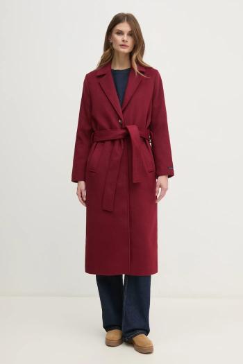 Vlnený kabát Pepe Jeans BRENDA bordová farba, prechodný, PL402479