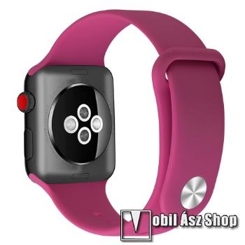 Okosóra szíj - szilikon - MAGENTA - 125mm + 109mm hosszú - Apple Watch Series 1/2/3 42mm / 4/5/6/SE 44mm / 7/8 45mm / 10 46mm / Ultra / Ultra 2 49mm