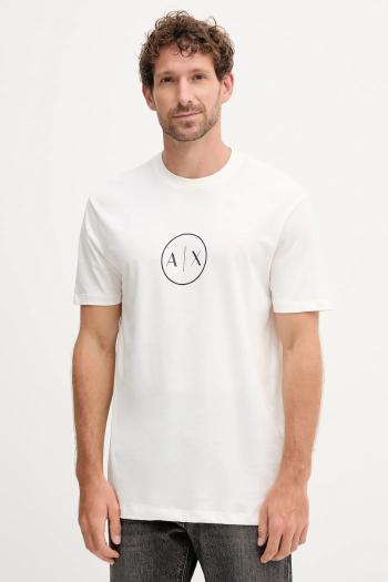 Bavlnené tričko Armani Exchange pánske, béžová farba, s potlačou, XM001853 AF10356