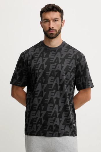Bavlnené tričko EA7 Emporio Armani pánske, šedá farba, vzorované, AF10378.7M000980