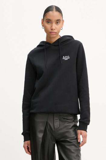 Mikina A.P.C. hoodie standard rue madame GOTS čierna farba, s kapucňou, melanžová, COHBV.M27914