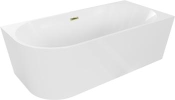 MEXEN/S - Mia voľne stojaca rohová vaňa pravá 180 x 80, biela, sifón a prepad zlatá 52691808000P-50