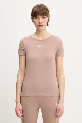 Tričko EA7 Emporio Armani dámske, hnedá farba, AF12115.7W000072