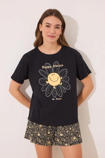 Bavlnené pyžamo women'secret dámske, čierna farba, bavlnené, 3139875