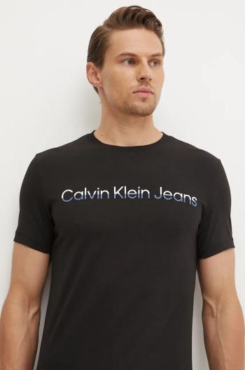 Bavlnené tričko Calvin Klein Jeans pánske, čierna farba, s potlačou, J30J325676