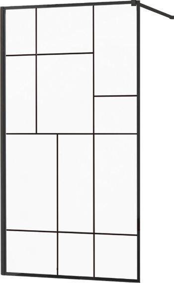 MEXEN/S - KIOTO Sprchová zástena WALK-IN 80x200 cm 8 mm, čierna, čierny vzor 2 800-080-101-70-78