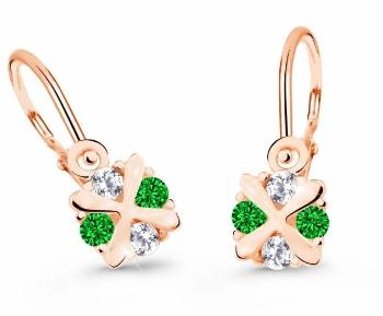 Cutie Jewellery Detské náušnice z ružového zlata C2153-10-X-4 zelená
