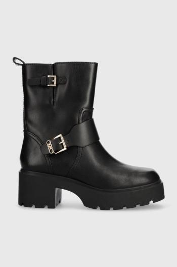 Kožené členkové topánky MICHAEL Kors Perry dámske, čierna farba, na podpätku, 40F3PYME5L