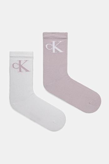 Ponožky Calvin Klein Jeans 2-pak dámske, fialová farba, 701228811
