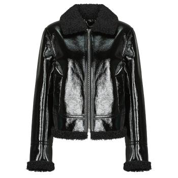 Guess  LS ANDREA FAUX SHEARLING JKT  Bundy Čierna