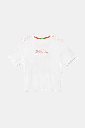 Detské bavlnené tričko United Colors of Benetton biela farba, s potlačou, 3I1XC10P4