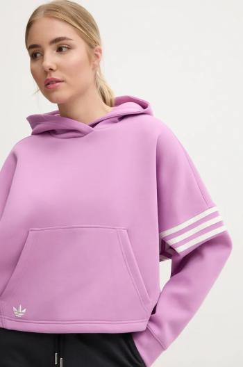 Mikina adidas Originals Neuclassicscl Hoodie dámska, fialová farba, s kapucňou, s nášivkou, IW5614